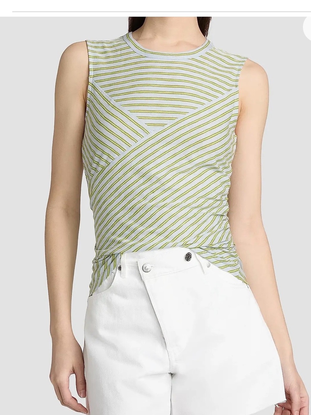 Veronica Beard Johana Striped Wrap-Front Tank - Picture 2 of 7